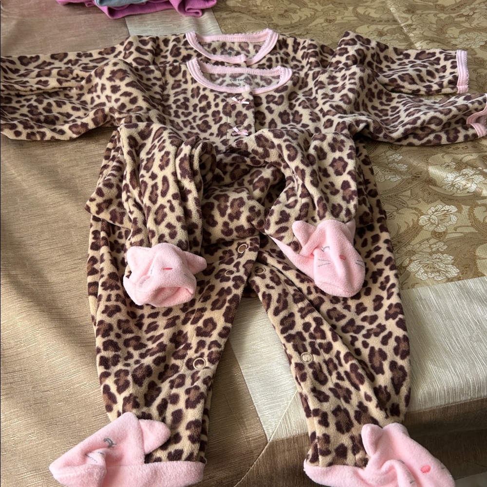 Carter's Leopard Print Pajamas with Pink Accents